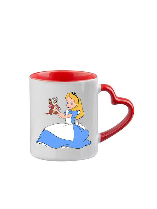 Tasse Alice Rote Henkel Herz Innenraum