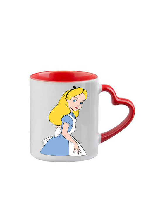 Tasse Alice Rote Henkel Herz Innenraum