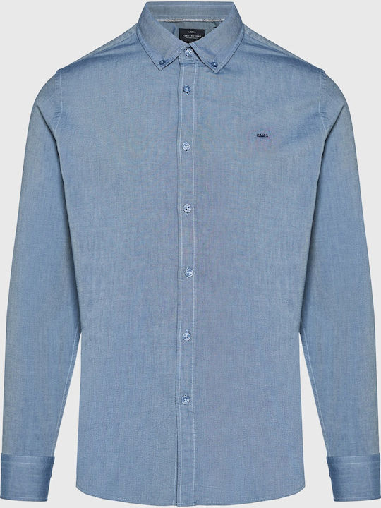 Funky Buddha Baumwollhemd Normale Passform Blau
