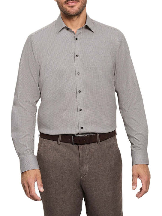 Olymp Long Sleeve Shirt in Narrow Fit Beige