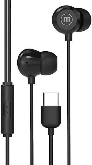 Maxell In-bax In Ear Handsfree Слушалки с USB-C Щекер Черни