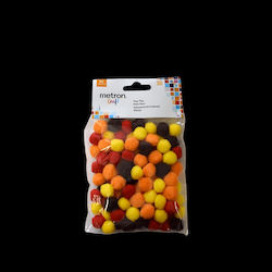 Metron Craft Πομ Πομ Blister 100 Τεμαχια 2cm Κοκκινο Πορτοκαλι Κιτρινο Καφε 12 Τεμαχια