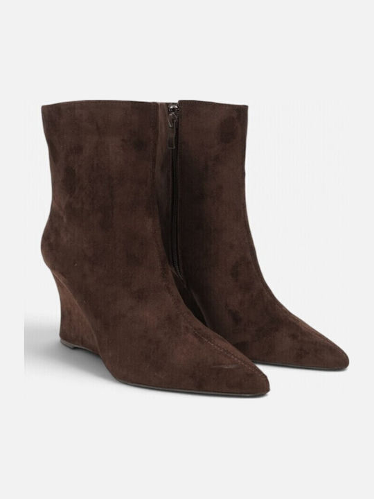 Wildleder Stiefeletten Damen mit Plattform Braun