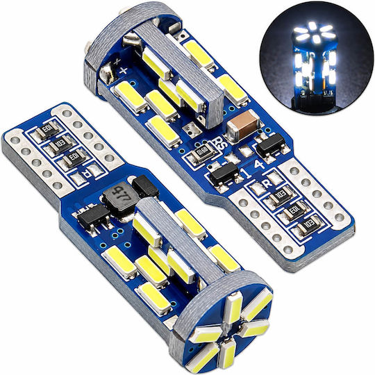 Λάμπες Αυτοκινήτου & Μοτοσυκλέτας T10 Canbus LED 6000K Ψυχρό Λευκό 12V 2τμχ
