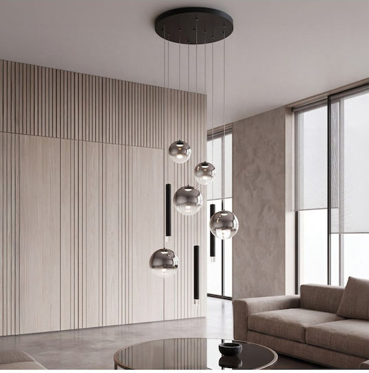 Zambelis Lights Висящо Осветително Тяло Черно LED с Топла Бяла Светлина 70 см