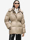 Дълго дамско Puffer яке за зима бежово