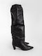 Victoria Δερμάτινες Γυναικείες Μπότες με Μεσαίο Τακούνι Μαύρες