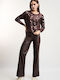 Women's High Rise Leather Trousers in Straight Leg Black