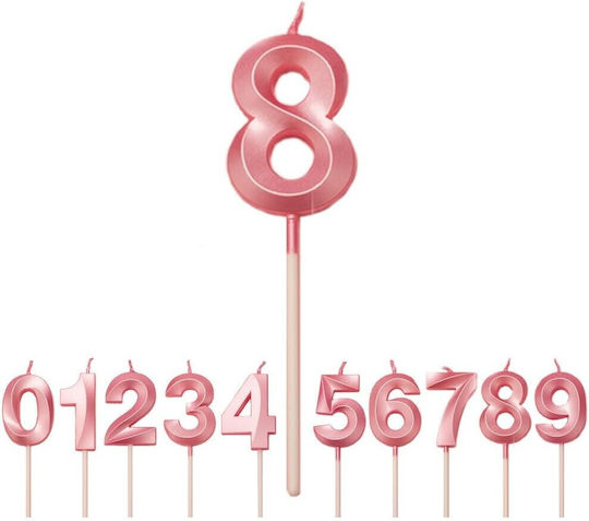 Number 8 Candle Flippy Diamond Model 5 X 3.4 Cm Pink