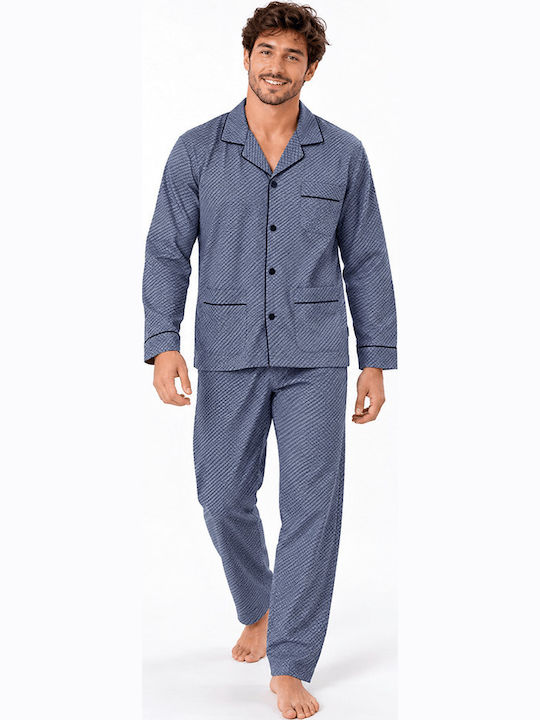 Comfort Pijama de iarnă pentru bărbați Albastră