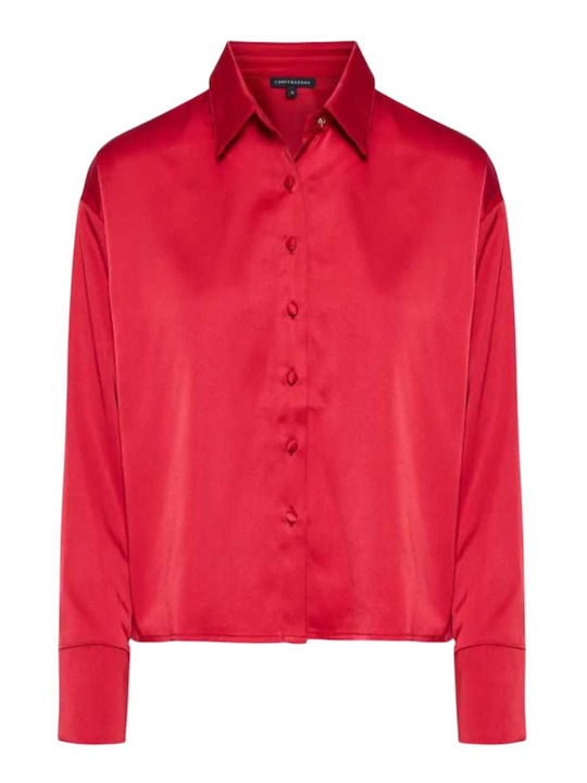 Funky Buddha Long Sleeve Women's Shirt Scarlet Red