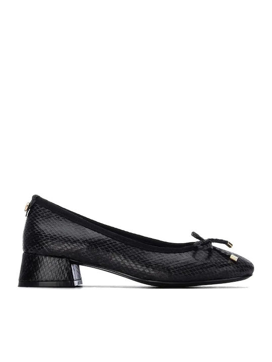 Leder Pumps mit niedrigem Absatz Schwarz