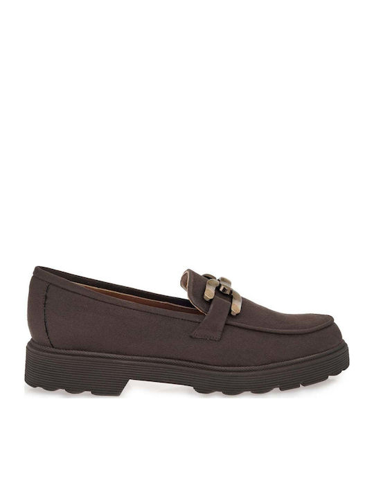 Suede Women's Loafers In Brown Colour