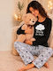 Elite Winter Women's Cotton Pyjama Set Black/Grey