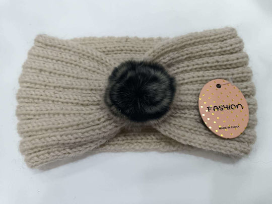 Unisex Knitted Headband in Beige Color