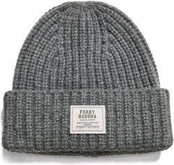 Funky Buddha Beanie Căciulă pentru bărbați cu tricotaj Rib în culoare gri