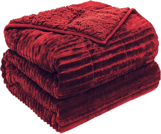 Sherpa Blanket Super Double 220x240cm Red