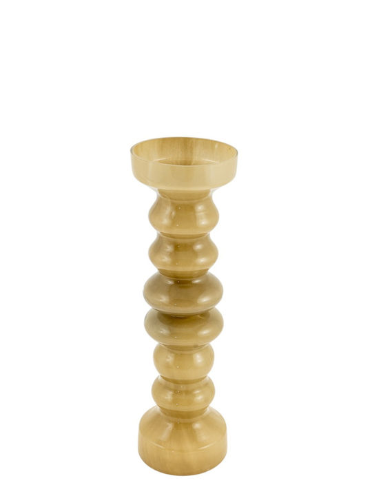 Zen Collection Свещник Стъклен в Бежов Цвят 10.5x34x10.5см
