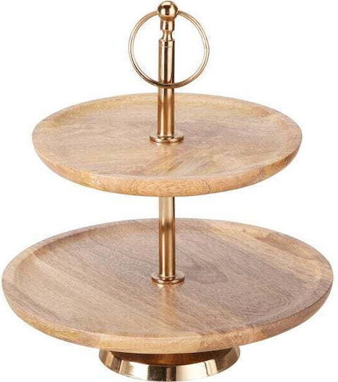 Koopman Etajeră Din Lemn Auriu Ø25cm