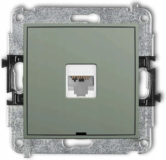 Karlik Einzeln Mechanismus Netzwerksteckdose RJ45 Typ Cat6 in Grün Farbe 61MGKBO-3