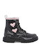 Anatomische Leder Kinderstiefel mit Reissverschluss Schwarz