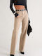 High Rise Women's Jean Pants In Wide Leg Style Beige