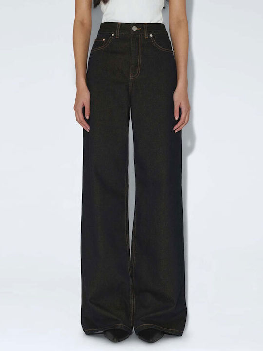 Pantaloni Jeans Pentru Femei High Rise Fit Regular Negru