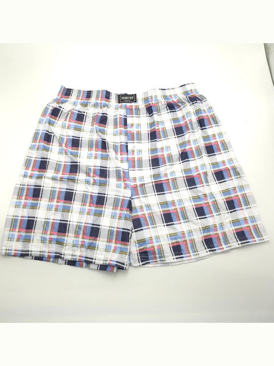 Topaki Men's Boxer White Blue Checked