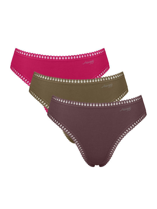 Sloggi Βαμβακερά Ψηλόμεσα Γυναικεία Slip 3Pack ...