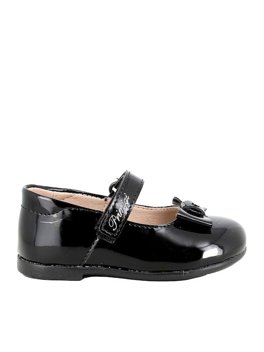 Kids Ballerinas With Hoop & Loop Closure Patent Leather Black