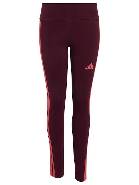 Kinderleggings Sport Lang Burgundisch Essentials 3-Stripes