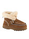 Leder Stiefeletten Damen mit Pelz Tabac Braun