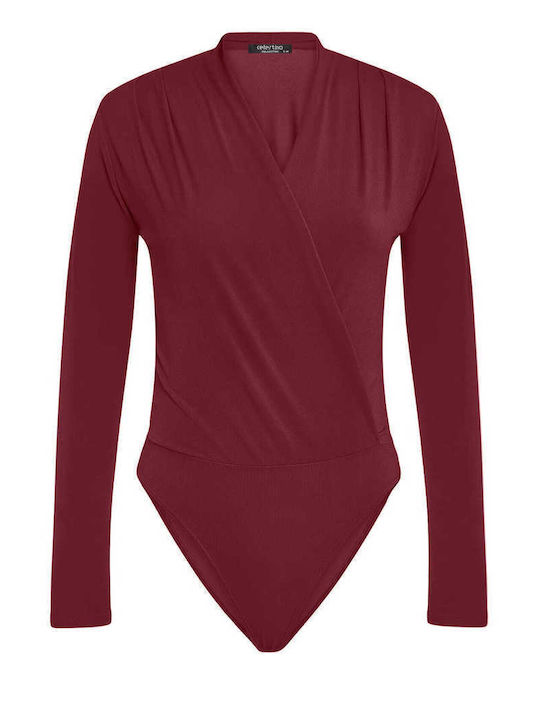 Celestino Damen-Bodysuit Wickel Pailletten Burg...