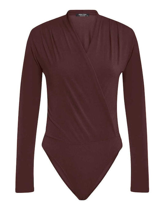 Celestino Damen-Bodysuit Wickel Piezes Braun