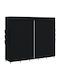 HomCom Fabric Wardrobe with Zipper and Shelves in Black Colour 212x45x167cm