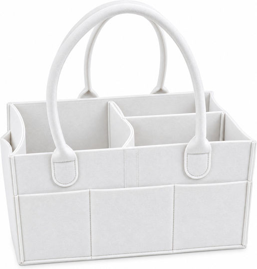 White Baby Organizer Portable Diaper Cosmetics Felt 33x22x18cm