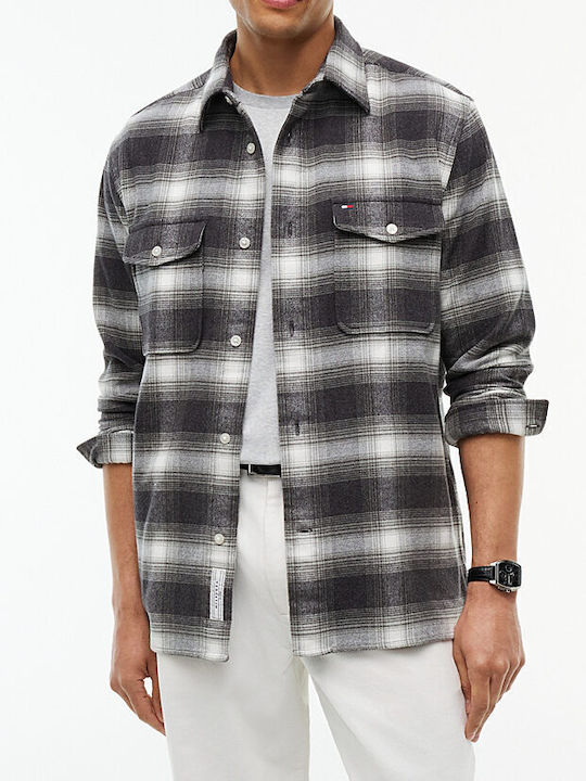 Kids Checked Long-sleeved Shirt Grey