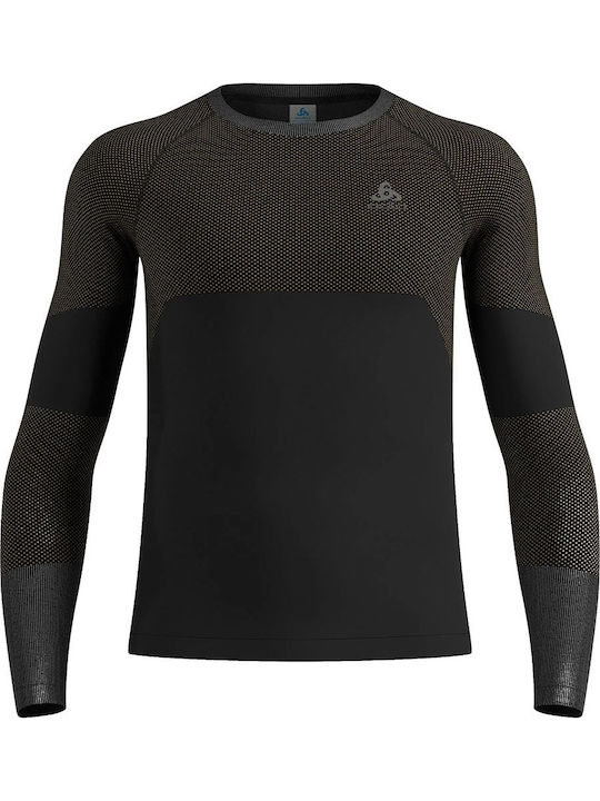 Odlo Performance Warm Ανδρική Ισοθερμική Μακρυμάνικη Μπλούζα Compression Μαύρη