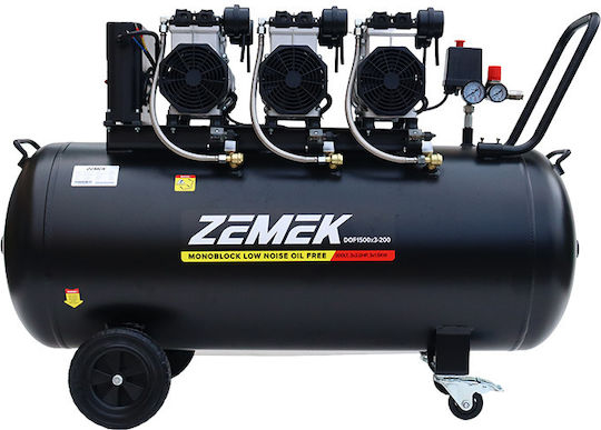 Zemek Einphasiger Luftkompressor 88dB mit Leistung 6hp und Luftkammer 200lt
