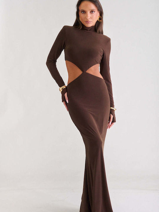 Decoro Maxi Evening Brown Dress