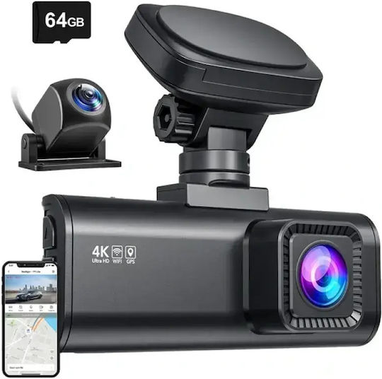 Redtiger F7n Σετ Κάμερα DVR Αυτοκινήτου 4K με Οθόνη 3.2" Wi-Fi, GPS & Κάμερα Οπισθοπορείας