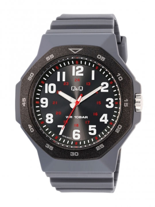 Q&Q Ceas Bărbătesc 51 mm cu Baterie și Curea din Cauciuc Gri
