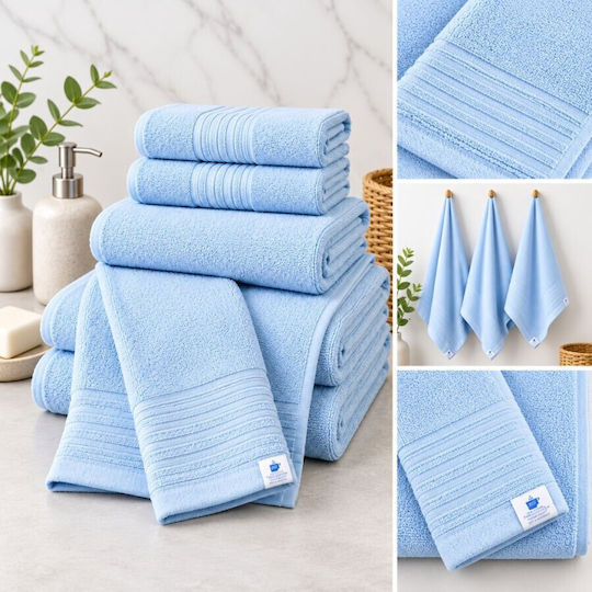 Pucioasa Prosop de Baie pentru Hotel 140x70 cm Albastru cu Greutatea de 600 gsm