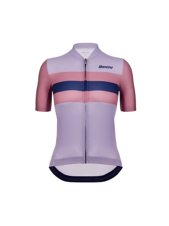 Santini Tricou de Ciclism Mov cu Mâneci Scurte pentru Femei