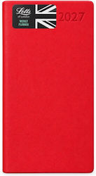 Letts 2027 Weekly Agenda Red Leather 8.8x17.1 cm