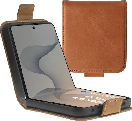 Rosso Deluxe Vertikales Flip Leder Braun (Galaxy Z Flip8)