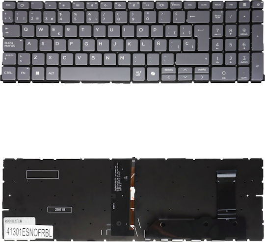 Tastatură Spaniolă Pentru Laptop HP ProBook 460 G11 465 G11 EliteBook 660 G11 665 G11 Ai Key N97249-001 N95987-001 Es Fără Cadru Retroiluminată Gri Cod.41301esnofrbl