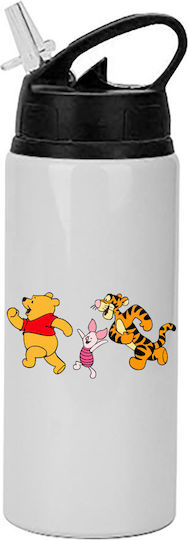 Sticlă Winnie Pooh 600 ml Alb cu Capac Negru