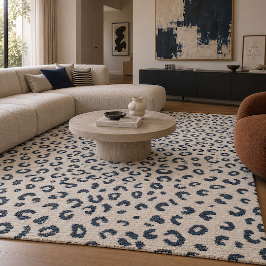 Saray Home Animal Rectangular Shaggy Rug Cream - Blue 240x300cm