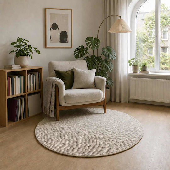 vidaXL Round Rug Cream Ø120 cm